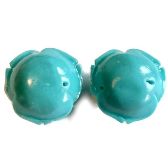 As Low As $2 Small Turquoise Coraline Resin Grandiflora Rose Beads 28mmx18mm (2) - Picture 4 of 6